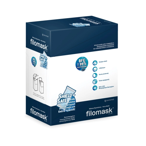 Νέα filomask 3ply, μπλε σε φάκελο 5τεμ.
